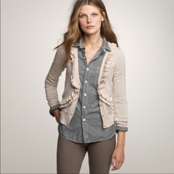 J. Crew Sweaters - J. Crew Blush Traversa Ruffle V Neck Cardigan